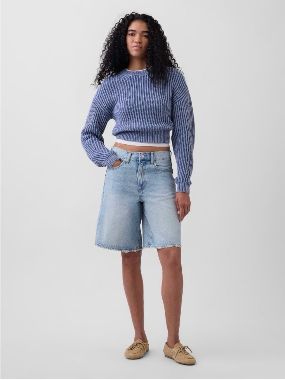 Gap 11” Mid Rise Longline Denim Shorts